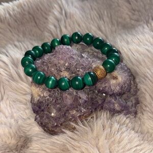 Authentic Malachite Bracelet with Gold Accent.